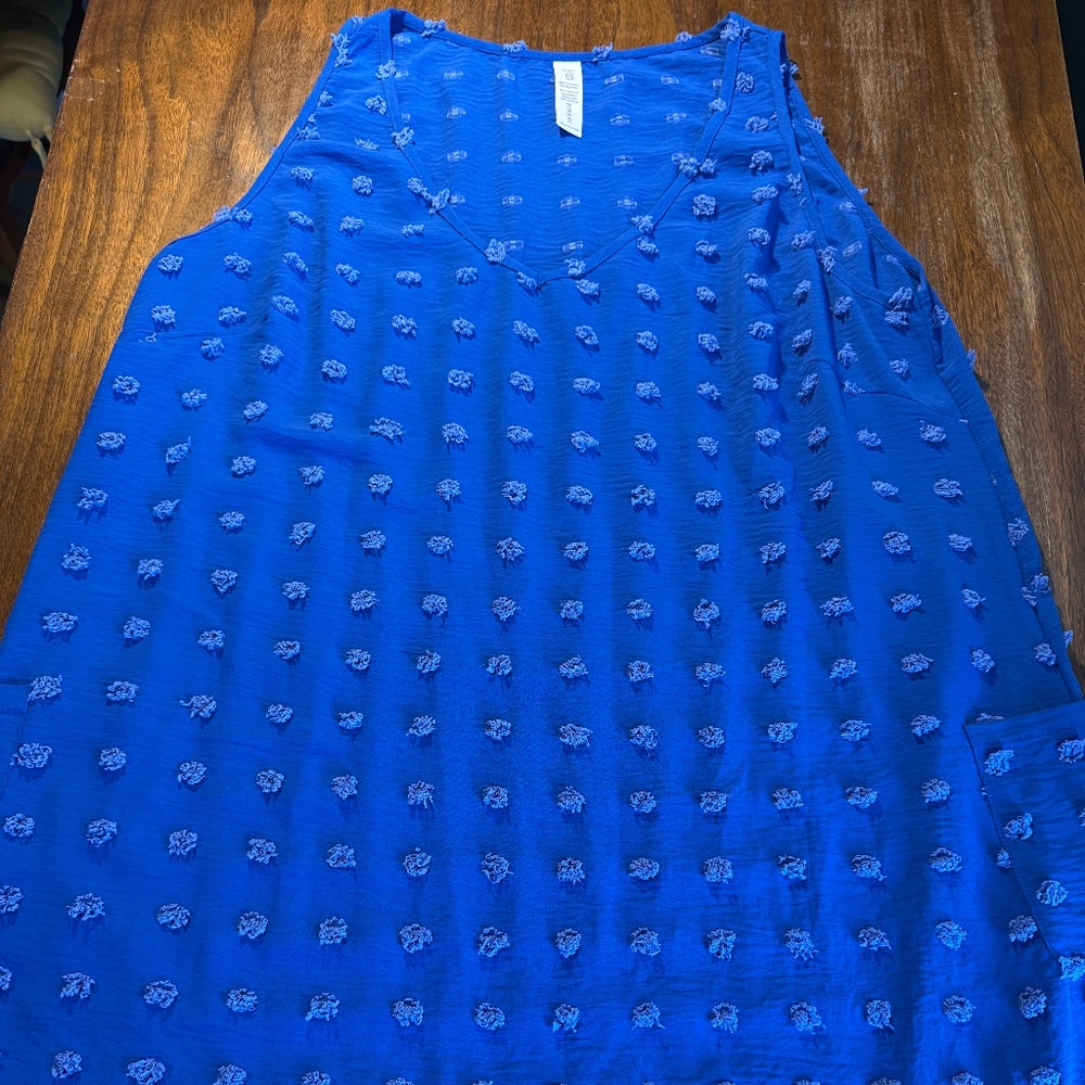 'B' Retro 60's Style Blue Chenille Shift Dress/Tunic with pockets XXL